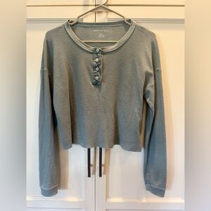 Women's American Eagle Blue Henley Top